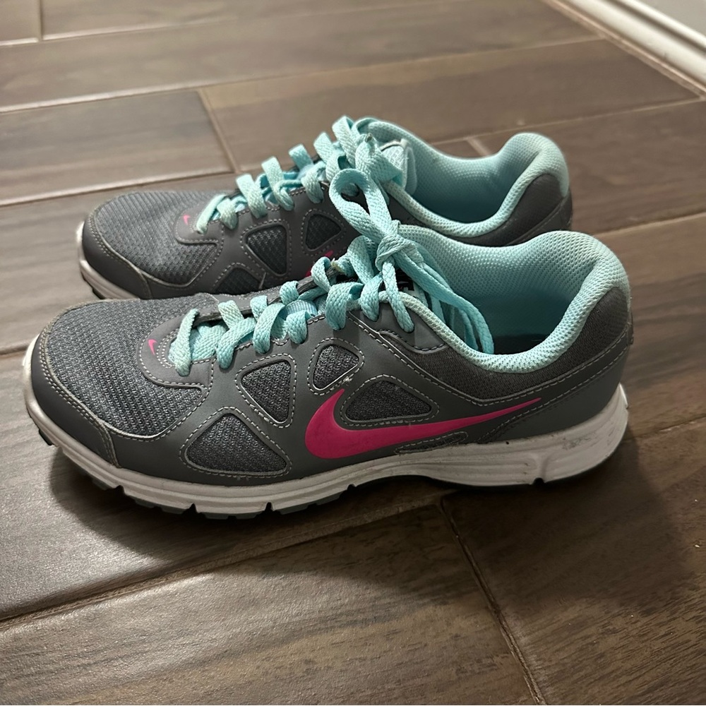 Nike Gray and Pink Athletic Shoes with Breathable Mesh
